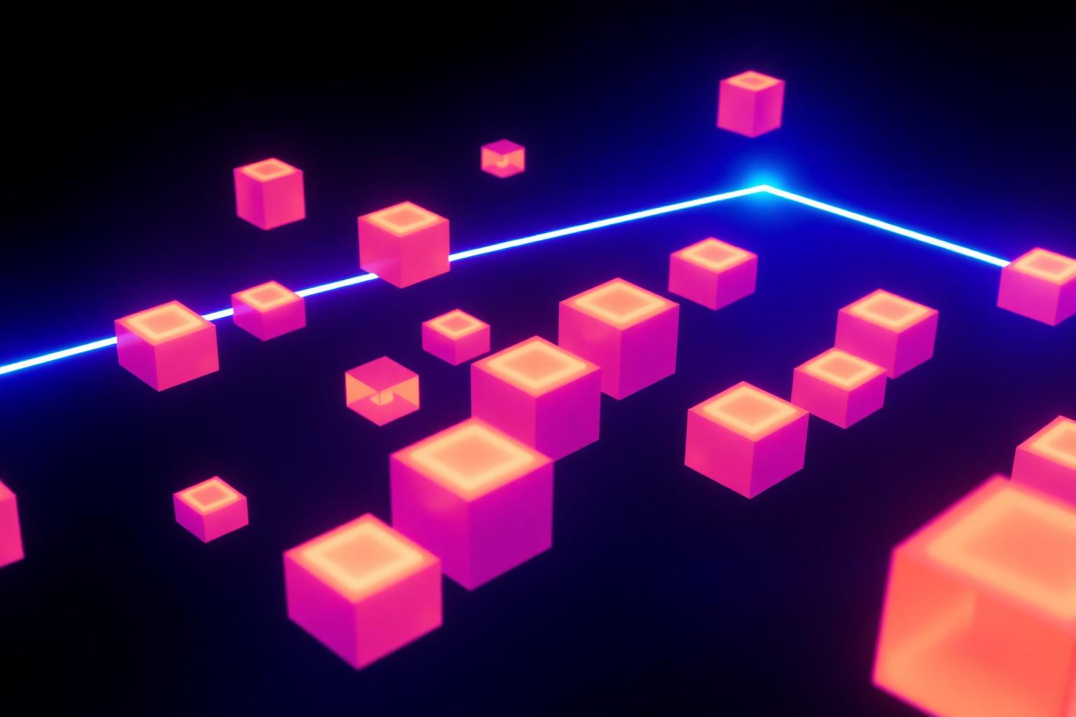 Glowing low-poly Roblox-style world